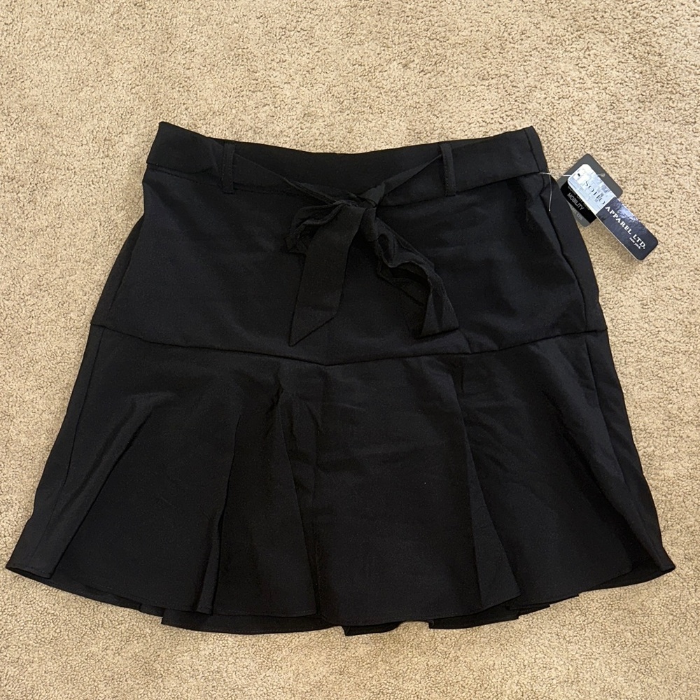 Soho Apparel Black Tie Waist Skirt With Built-in Shorts